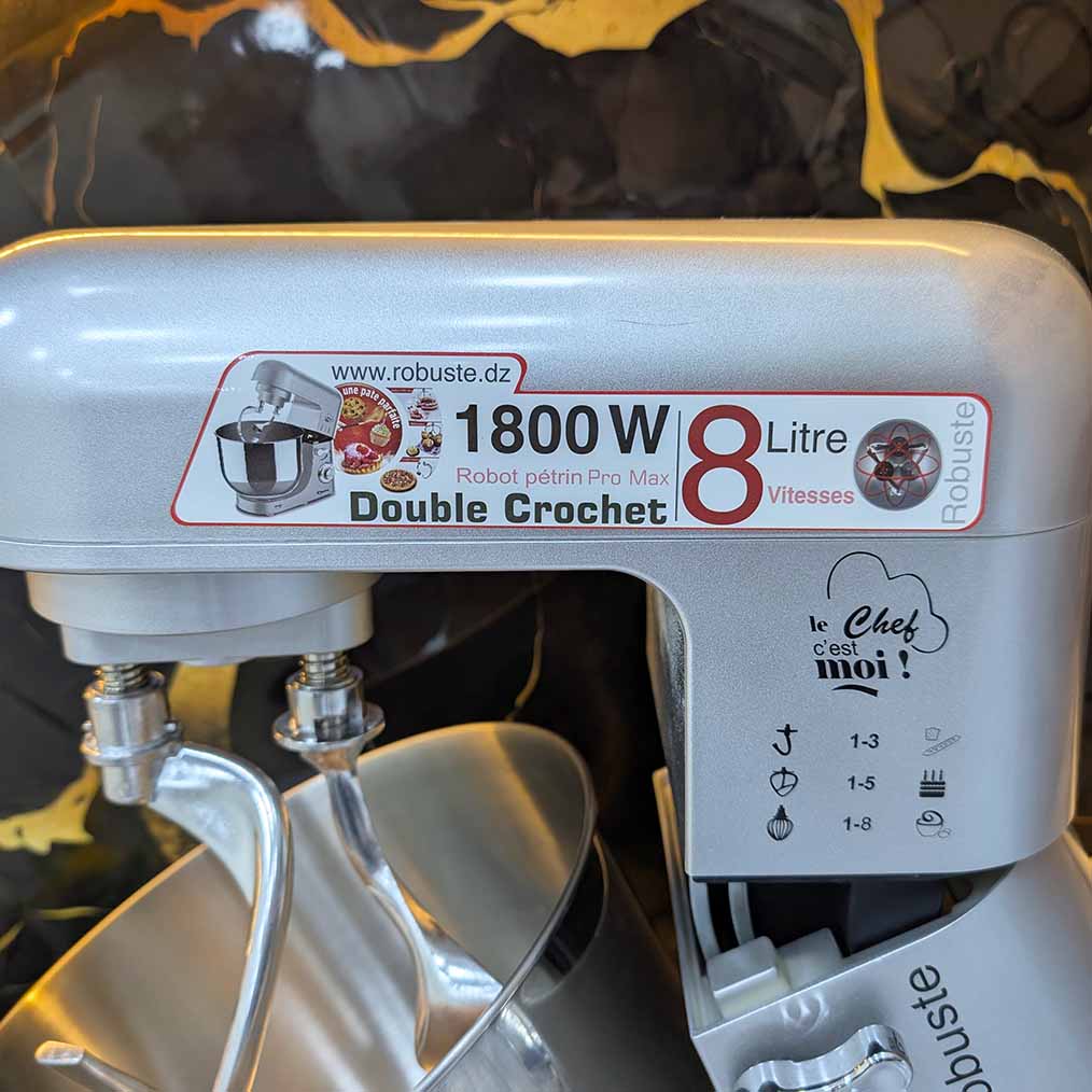 (N) Pétrin ROBUSTE PRO MAX Double Crochet 8L - 1800W - 4kg عجانة متعددة الوظائف أداء و جودة و تصميم