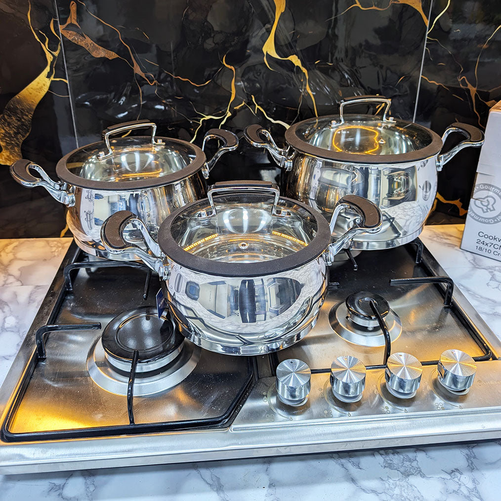 (N) SERIE MARMITE 12 PCS 18/10 INOX 100% ALIMENTAIRE من أجود أنواع الإنوكس 18/10 🔥