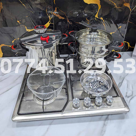 (N) SERIE COCOTTE MINUTE 7 PCS 18/10 INOX 100% ALIMENTAIRE (096) جودة فخمة و أداء قوي لمطبخك 🔥