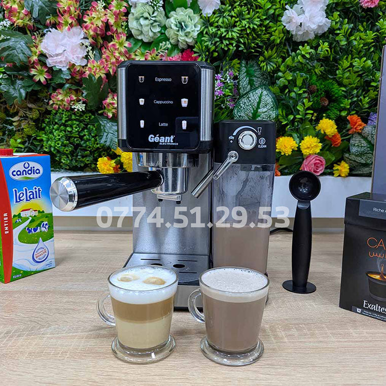 (N) آلة الإسبرسو المنزلية ☕️ 7 في 1 بقوة 1350 واط مع عصا تبخير للحليب Machine à café Espresso Géant