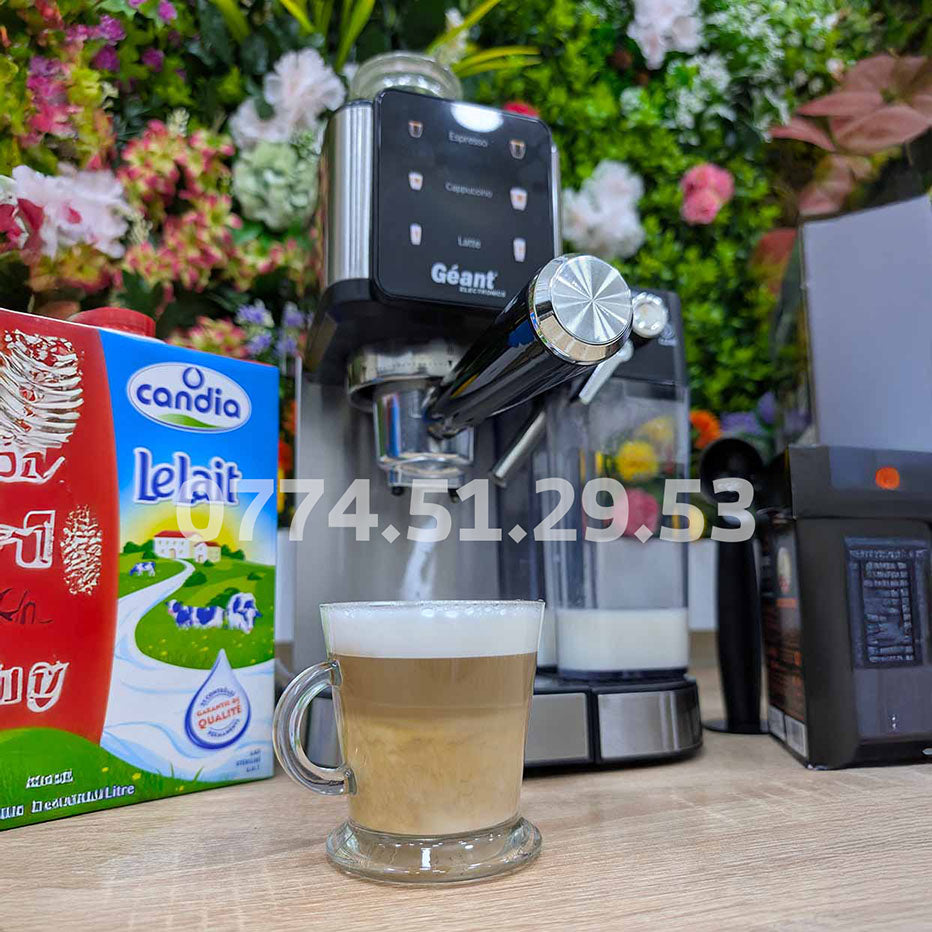 (N) آلة الإسبرسو المنزلية ☕️ 7 في 1 بقوة 1350 واط مع عصا تبخير للحليب Machine à café Espresso Géant