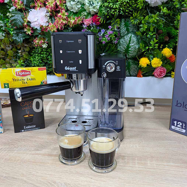 (N) آلة الإسبرسو المنزلية ☕️ 7 في 1 بقوة 1350 واط مع عصا تبخير للحليب Machine à café Espresso Géant