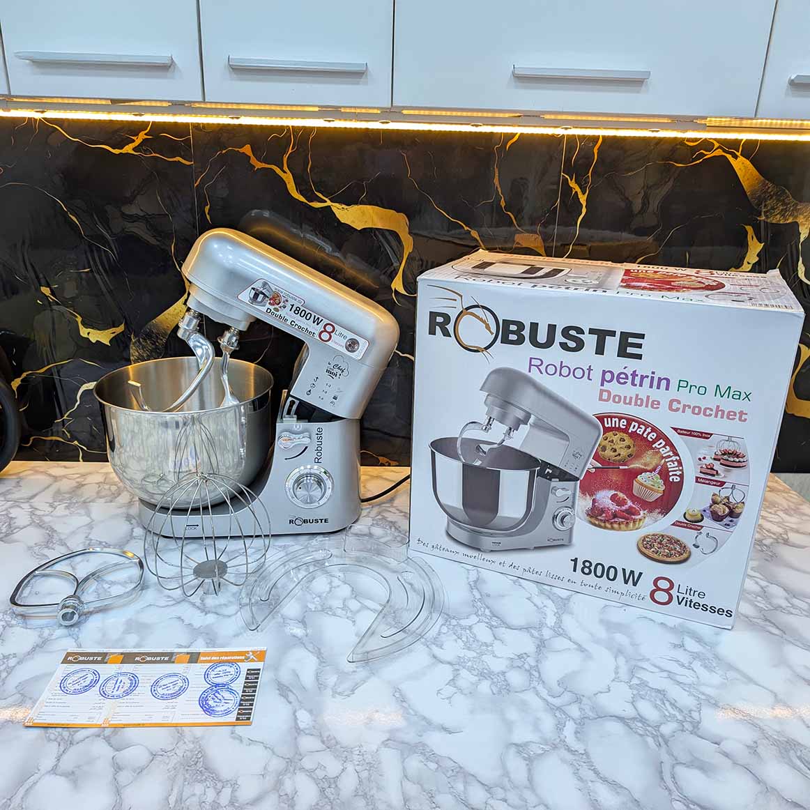 (N) Pétrin ROBUSTE PRO MAX Double Crochet 8L - 1800W - 4kg عجانة متعددة الوظائف أداء و جودة و تصميم