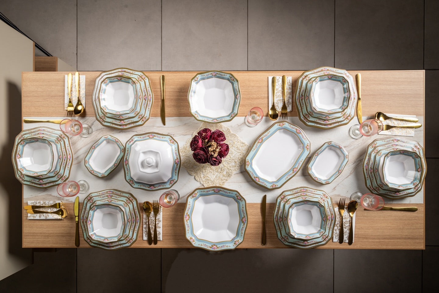 (N) PACK SERIE TABLE 30 PCS (088) طقم أواني ميلامين فرساي 30 قطعة غير قابل للكسر