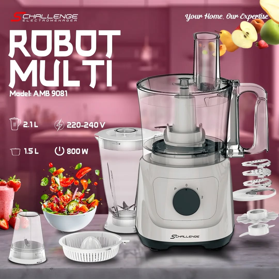 ROBOT MULTIFONCTION SCHALLENGE 9 EN 1 خلاط كهربائي متعدد الوظائف بقوة 800 واط